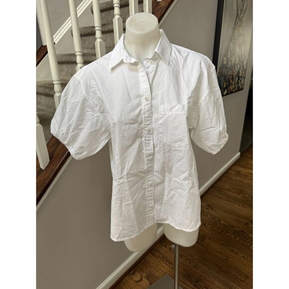 NWT J Crew White Size 4 Relaxed short-sleeve cotton poplin popover - Picture 1 of 3